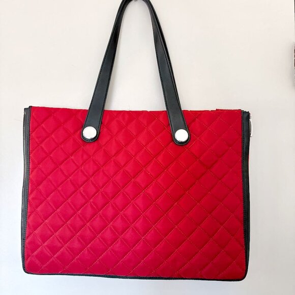 KNOMO MARINA TOTE BAG - RED AND BLACK EXPANDABLE LAPTOP 18" LARGE - Picture 7 of 14